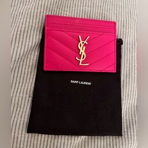 YSL Yves Saint Laurent Fuchsia Card Holder